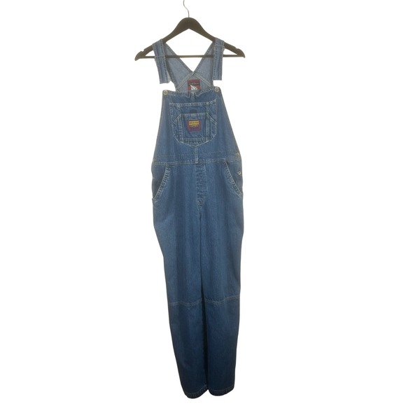 Vintage No Excuses Denim Overalls Women's Size L 100% Cotton Blue Jeans 90s Y2K - Picture 1 of 16